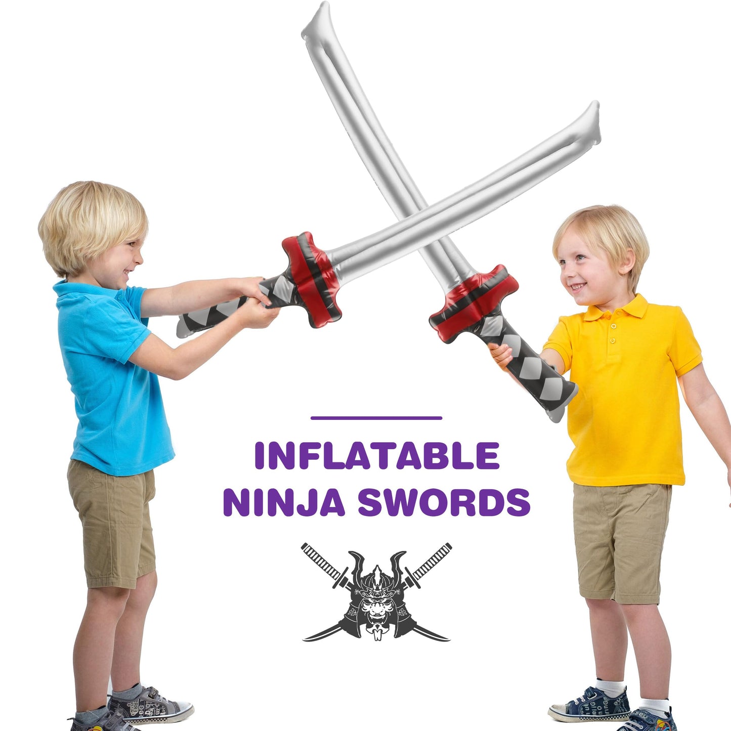 Fahacop 32 Pack 30 Inch Inflatable Ninja decorative replica blades Blow up Katana Toy Inflatable Samurai  for Kids Halloween Ninja Theme Party Costume Accessories