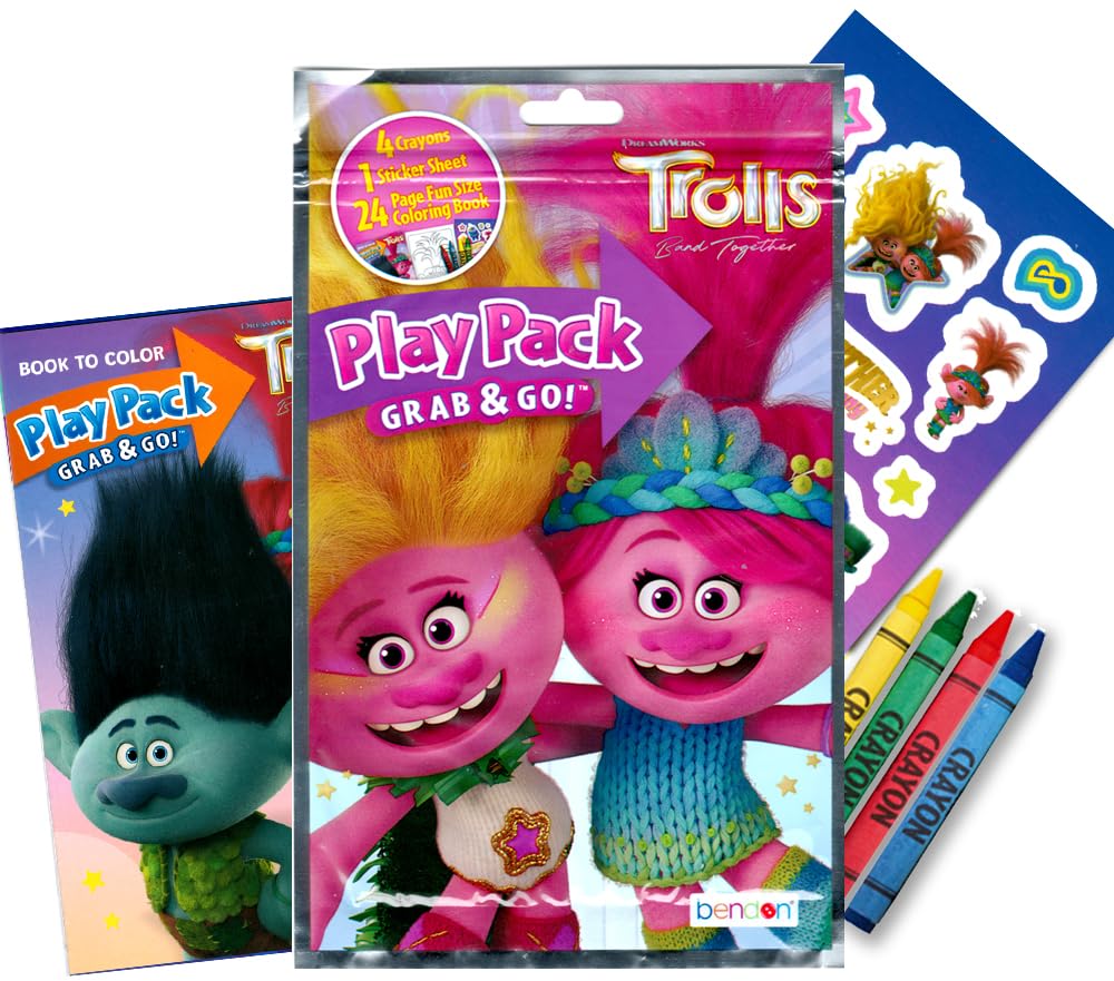 Trolls Coloring and Stickers Activity Book Bundle with Coloring Book, Trolls Activity Packs, Stickers, and More