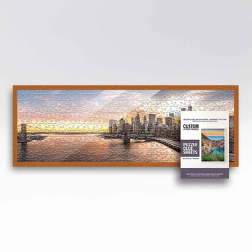 13X39 Puzzle Frame Kit With Glue Sheets | Light Brown Traditional Picture Frame | Real Wood With Uv Resistant Acrylic Front | Ma