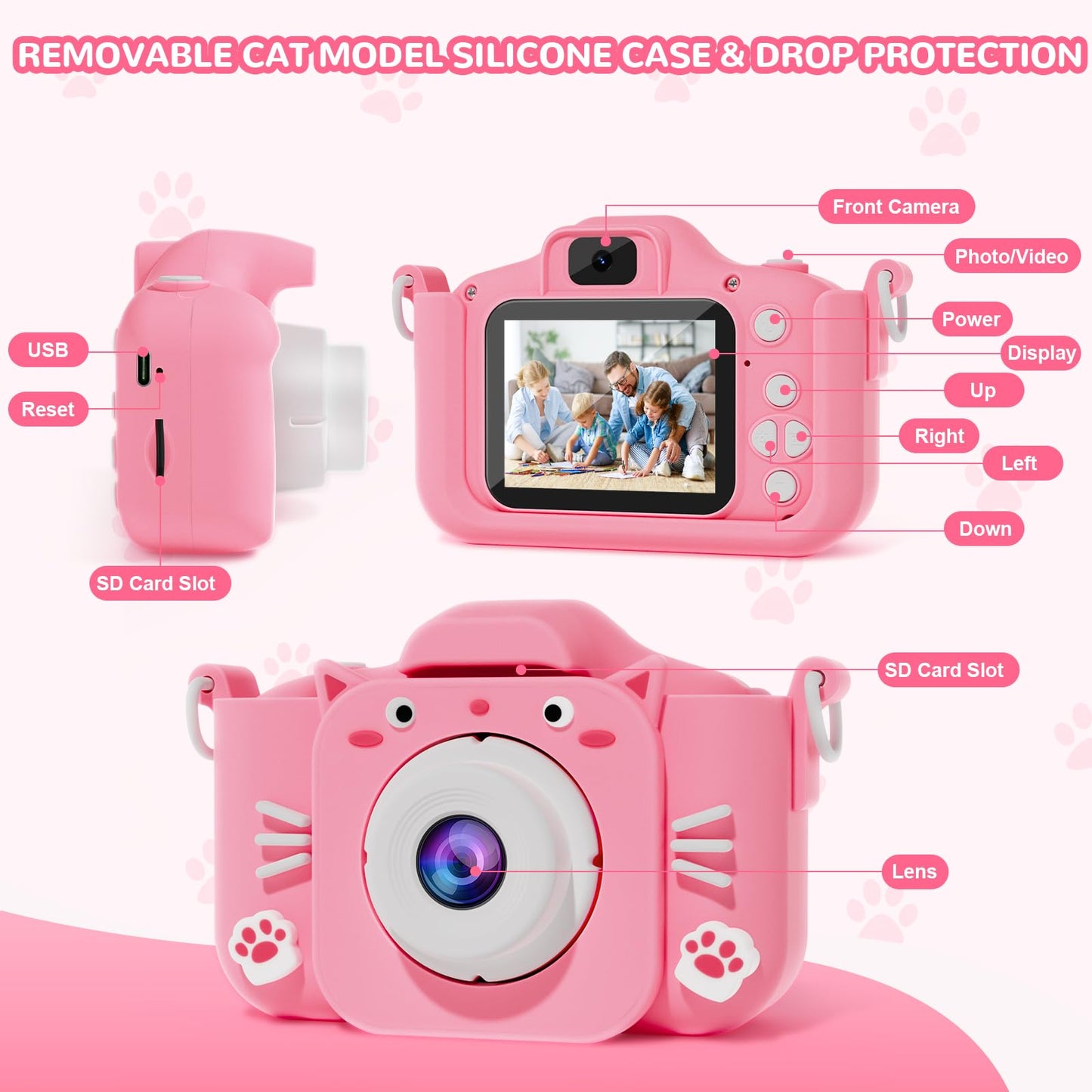 Splashnspray Kids Camera, Toys For Ages 3-7, Camera For Kids, Present For 3 Years+ Old Girls, Kids Camera With Cute Silicone Sle
