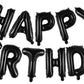 Black Happy Birthday Balloons Banner 16 Inch, Foil Balloons Personalized Name Letters Balloons Sign Birthday Party Decorations F