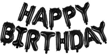 Black Happy Birthday Balloons Banner 16 Inch, Foil Balloons Personalized Name Letters Balloons Sign Birthday Party Decorations F