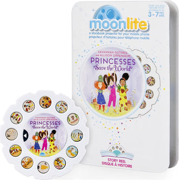 Moonlite Storybook Reels For Flashlight Projector, Kids Toddler | Princesses Save The World | Single Reel Pack Story For 12 Months And Up