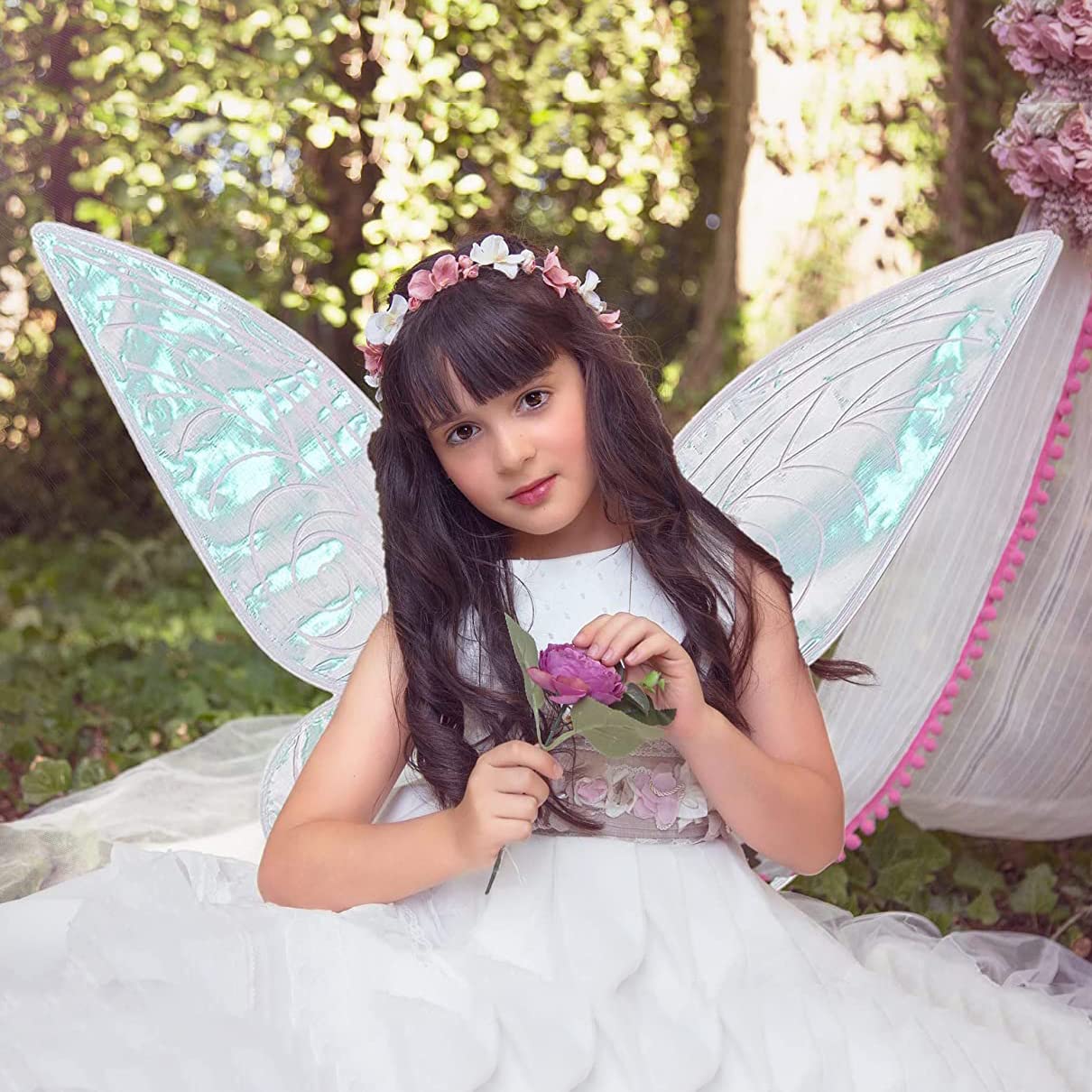 Fairy Wing,Butterfly Fairy Halloween Costume Angel Wings,Halloween Costume Sparkle Angel Wings Dress Up Party Favor White