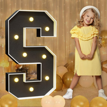 Imprsv Marquee Letters Black 3Ft: Black Party Decor - Light Up Letter S Large 3 Feet Tall - Party Decorations Letter For Birthda