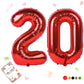 Smlpuame 40 Inch Number Balloon 0-9 Red Large Number 20 Balloons,Digital Balloons For Birthday Party Celebration Decorations Sup
