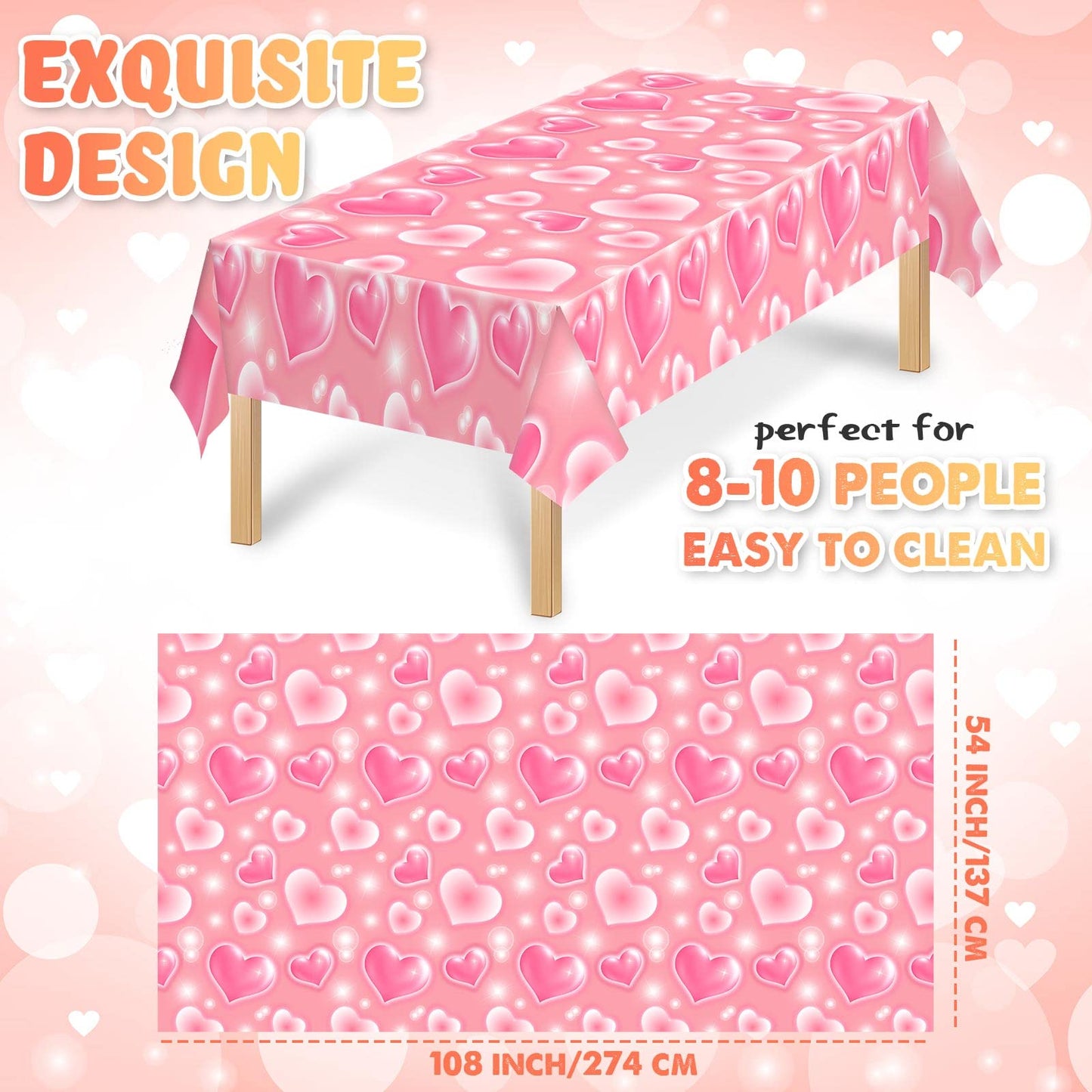 3 Pack 2000s Tablecloth Decoration Cholo Party Table Cover 90s Table Covers Heart Early Plastic Disposable Rectangle Table Decor