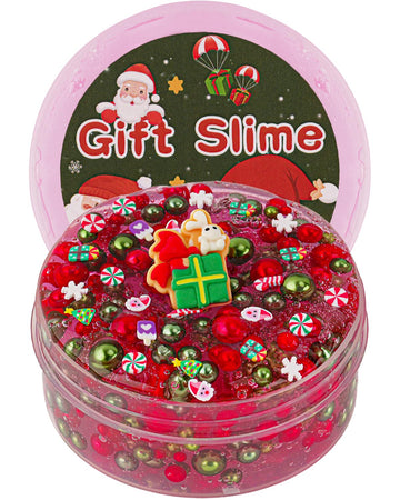 Green & Red Pearl Bead Slime, Good Stretchy & Non-Sticky Crunchy Slime, Slime Party Favors For Kids, Slime Sensory Toys, Girls G