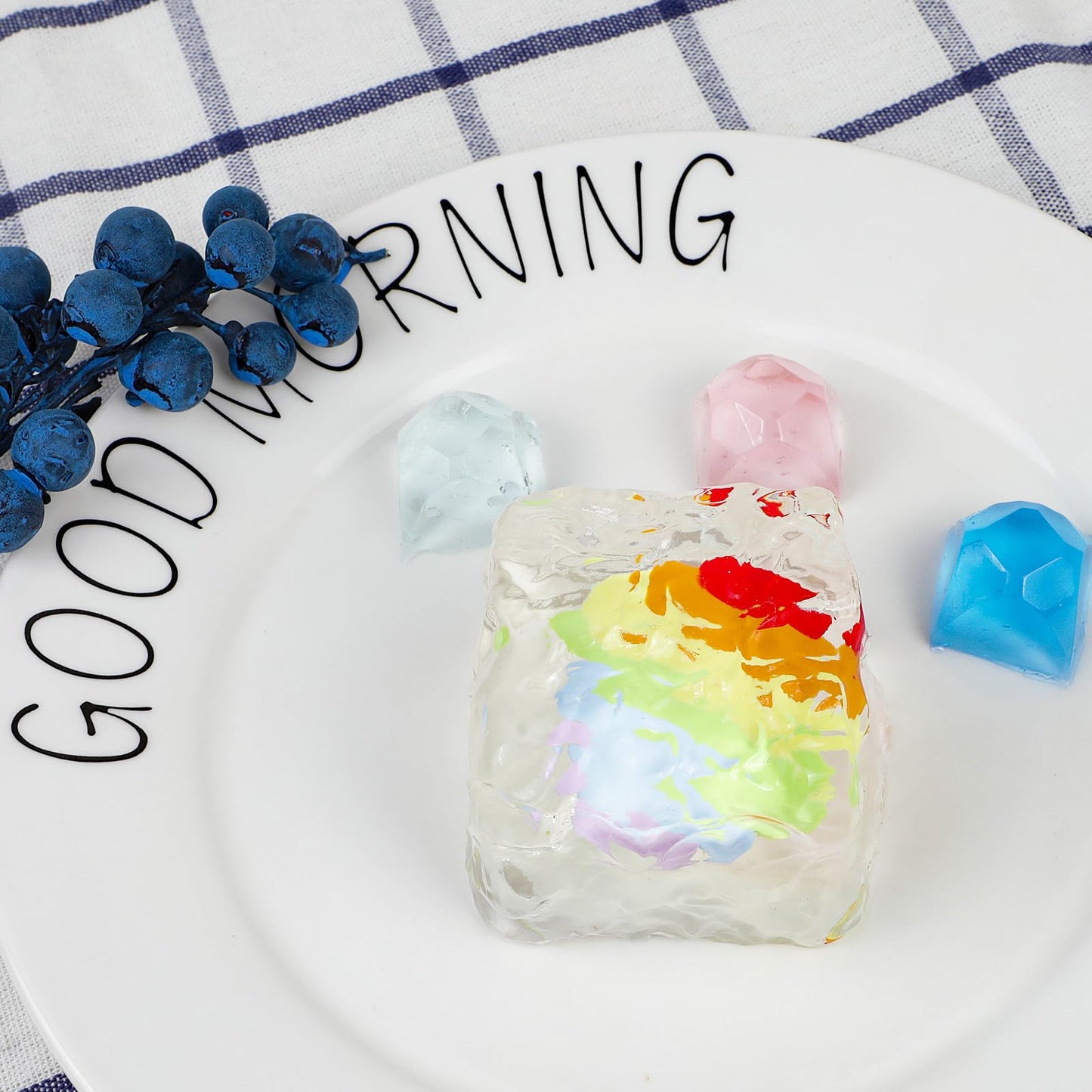 Taba Squishy Cube Kit - Nice Transparent Fidget Toy With Rainbow Design For Stress Relief