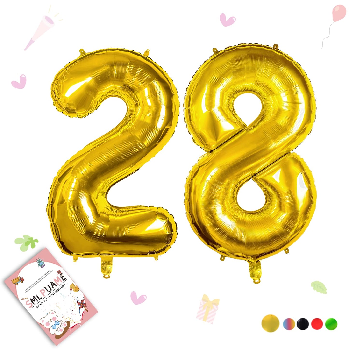 Smlpuame 40 Inch Number Balloon 0-9 Gold Large Number 28 Balloons,Digital Balloons For Birthday Party Celebration Decorations Su