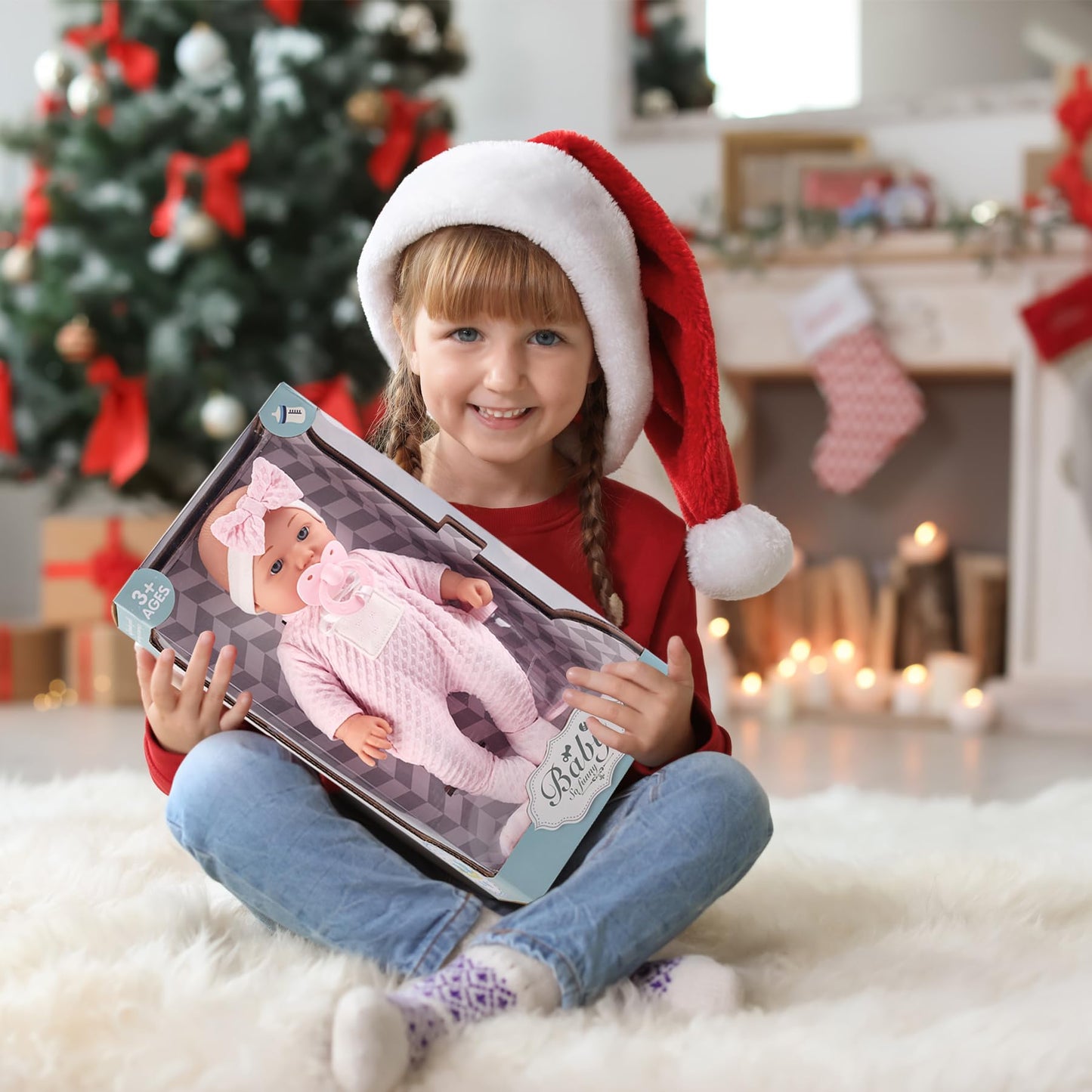 eDollable 12 Inches Realistic Baby Doll Playset in Gift Box Includes Pacifier, Bottle, and Soft Blanket, Newborn Baby Doll Toy f