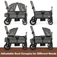 INFANS Wagon Stroller for 2 Kids, Collapsible Adjustable Push Pull Handle Bar, 2 Seater Stroller Wagon with Removable Canopy Sna