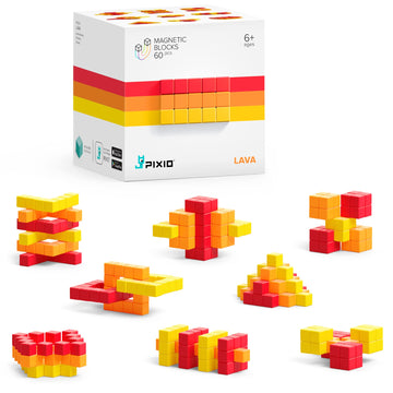 Pixio Lava - Tiny Magnetic Blocks Building Toy In The Pixel Art Style With Free App - 5/16'' Plastic Cubes With 6 Magnets Inside