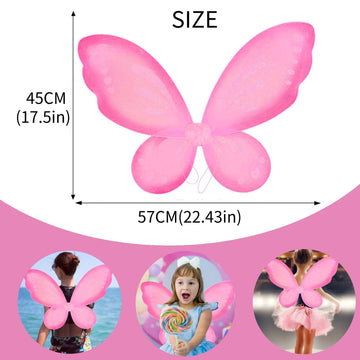 Nenmatte Fairy Girls Wings,Girls Butterfly Wing For Birhday Party,Sparkle Angel Wings Halloween Costume Dress Up For Kids Women
