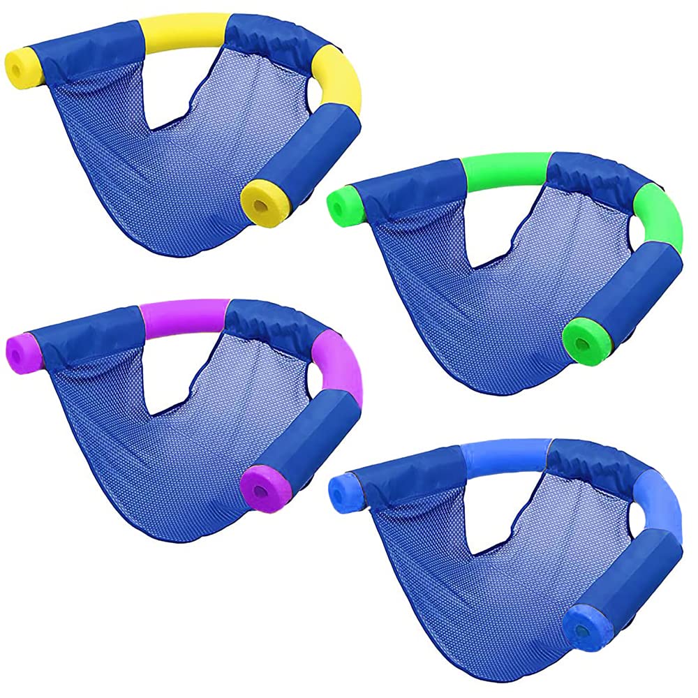 The Dreidel Company Pool Noodle Mesh Chair For Floating Pool Noodle, Only Swimming Net Lounge Chair Seat, Great For Water Relaxation (4-Pack)