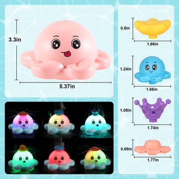 4 Modes Octopus Bath Toys, Rechargeable Baby Bath Toys, Light Up Bath Toys Sprinkler Bathtub Toys For Toddlers Infant Kids, Auto