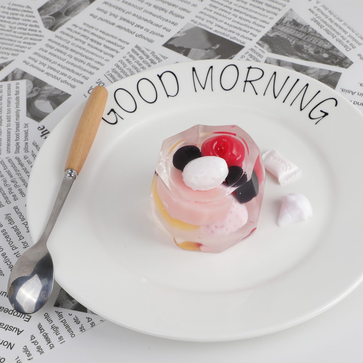 Taba Squishy Fruit Cup Pudding Kit- Mini Realistic Food Handmade Silicone Sensory Toy