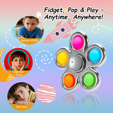 FIGROL Fidget Spinner 3 Pack Pop mature-themed Fidget Toys for mature-themed Anxiety Relief  Spinners for Teen Boys Kid Birthday Gifts Prize Halloween Party Favor & Goodie Bag Fillers(Silver)