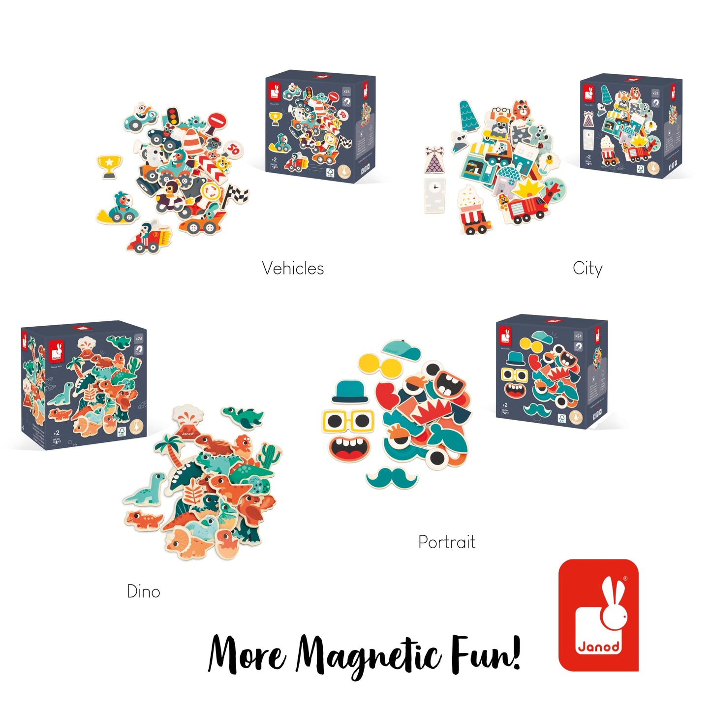 Janod Wooden Magnets - Imagination and Creativity Sets (Funny Faces)