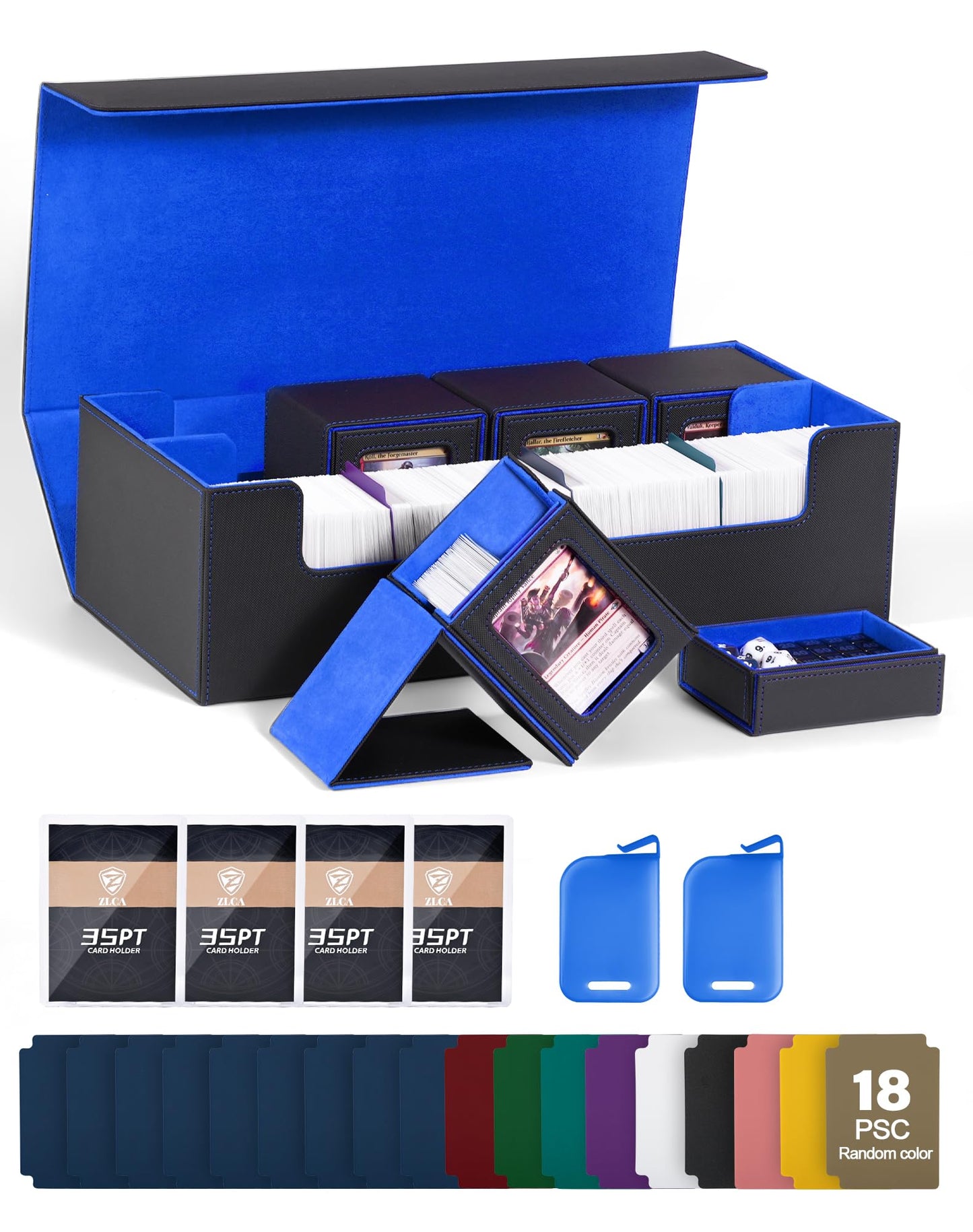 Zlca Mtg Deck Storage Box 5 In 1, Deck Case With 4 Pcs Small Commander Card Box, Large Card Case For Tcg Magic Sports Game(Black