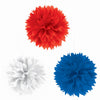 Red White and Blue Fourth of July Party Patriotic Fluffy Hanging Decoration, paper, 16, Pack of 3
