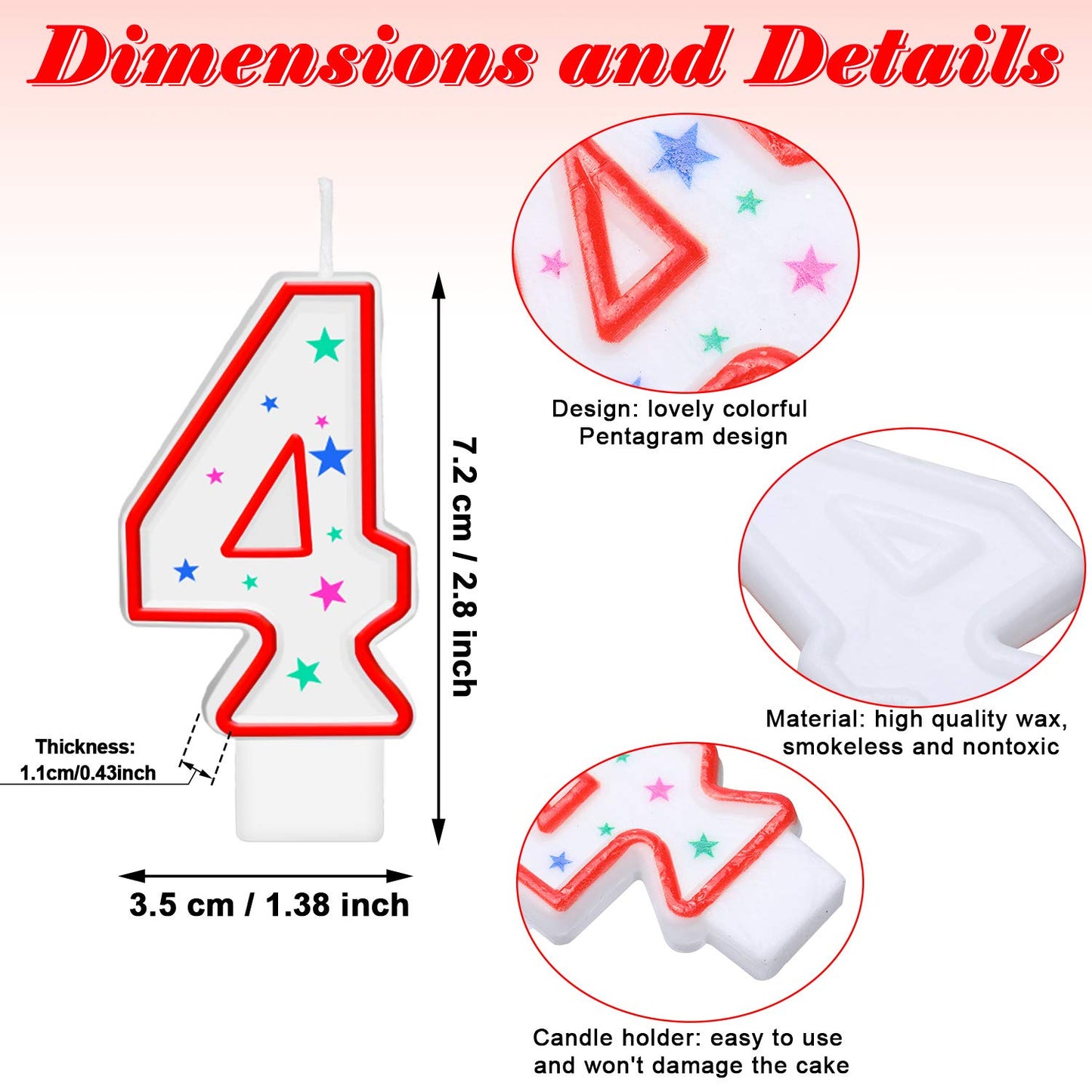 10 Pieces Birthday Number Candles Polka Dot Colorful Birthday Candles Cake 0-9 Candles for Birthday Wedding Anniversary Reunions