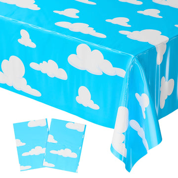 Blue Orchards Cloud Sky Table Covers (Pack Of 2) - 54'X108' Xl - Cloud Decorations, Cloud Backdrop, Sky Backdrop, Cloud Tablecloth, Sky Birthday Party Supplies, Cloud Theme Birthday Party