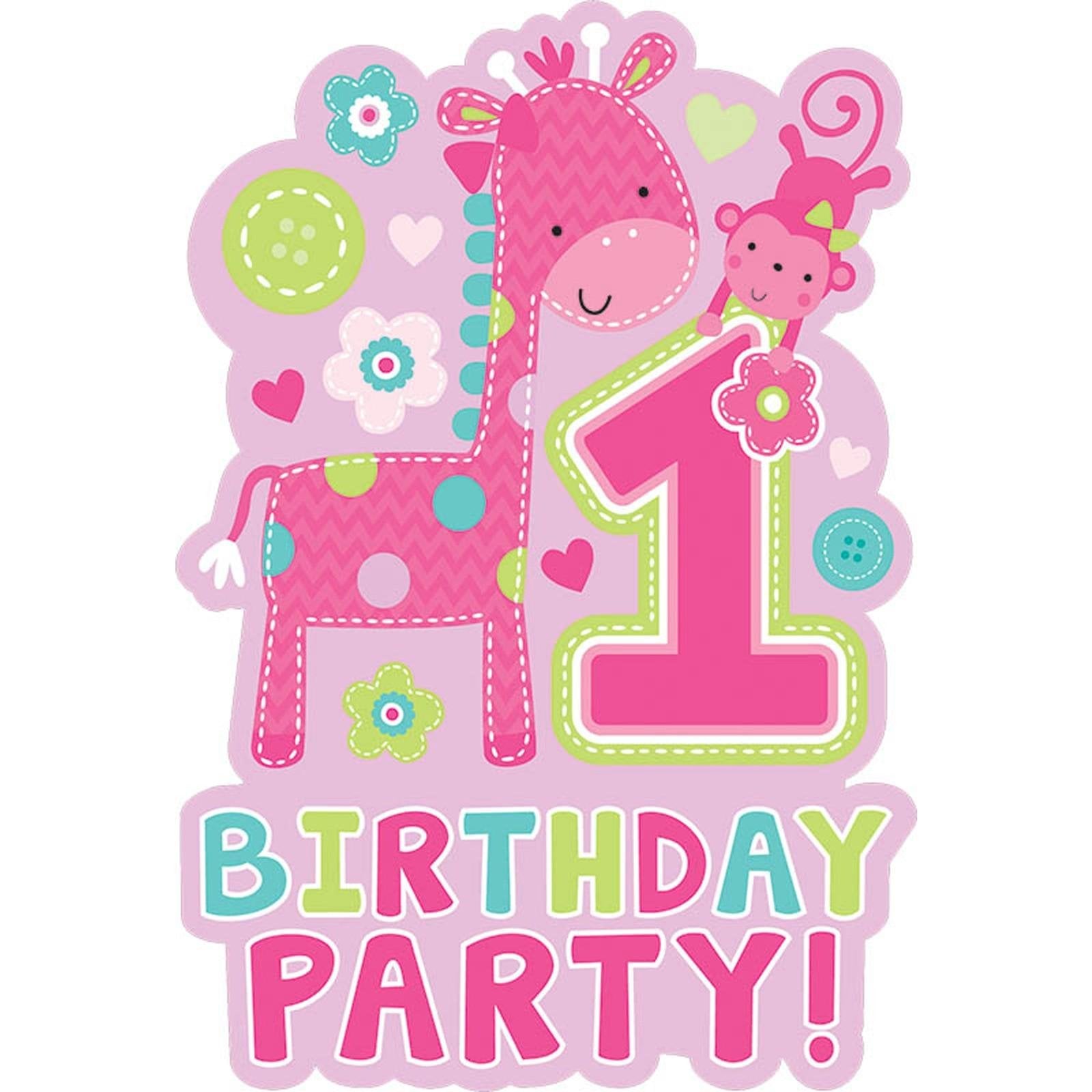 Amscan One Wild Girl 1st Birthday Die-Cut Postcard Invitations, 6 x 3.5, Pink