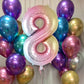 Rainbow Gradient Number 8 Balloon, 40 Inch Big Large Foil Number Balloons, Jumbo Giant Mylar Number 8 Balloons For 8 Year Old Bi