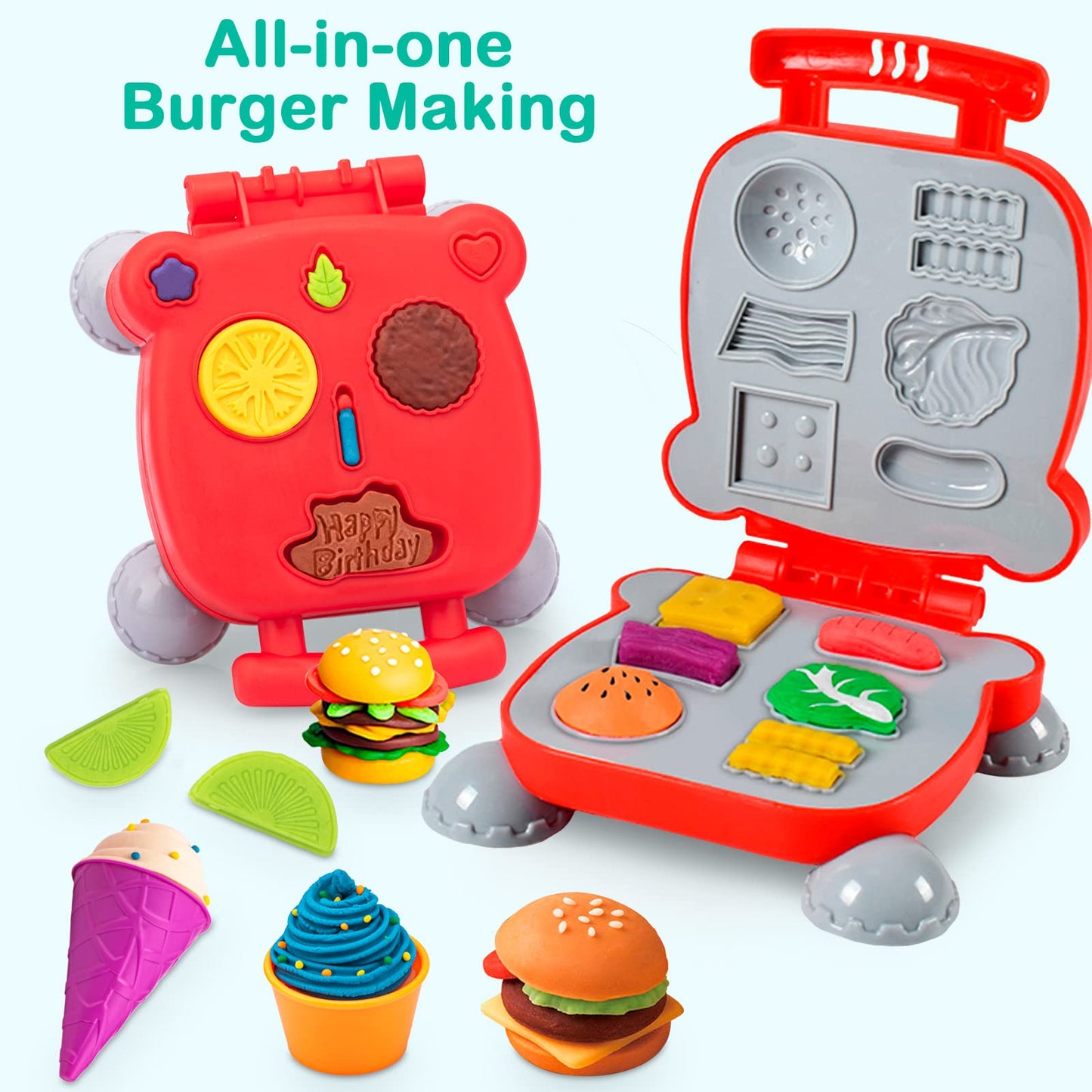 Dough Tools for Kids, 41Pcs Dough Toys Include Play Food Molds - Cupcakes, Ice Cream, Burger, Fries, Noodle, Play Bulk Pack with