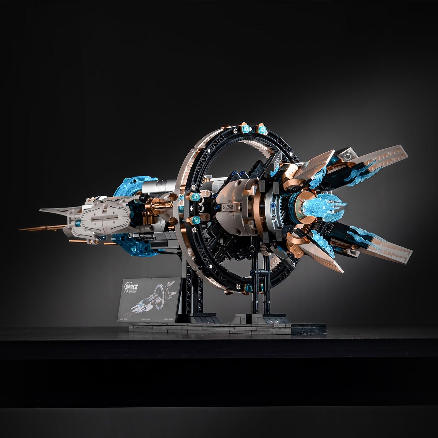 UNCLE BRICK Space Spaceship Building Blocks Set with Lights & Motor, Small Plastic Interstellar Toy for Ages 8-12, Creative Gift for Space Fans