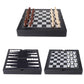 GSE Games & Sports Expert 12.5 enhanced Leather 3-in-1 Chess  Checker and Backgn Board Game Combo Set  Classic Board Strategy Game for Kids & mature-themeds