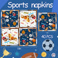 Sports Napkins Decoration,Sports Theme Birthday Party Supplies 40Pcs All Star Napkins For Basketball Baseball Soccer Outdoor Ind