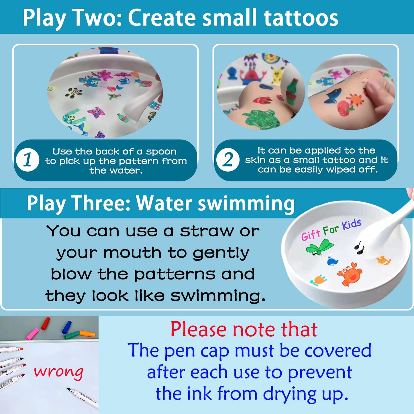 Irwpitw Magic Drawing Pen Bundle, 8 Colors Magical Water Painting Pens For Kids, Kiddies Create Magic Pen Floating Ink Drawings