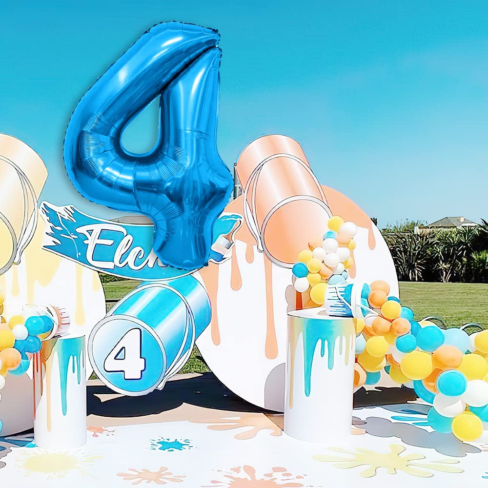 Number Balloon 40 Inch, Blue Number Balloons, Number 4 Balloons, Birthday Large Foil Blue Balloons, Birthday Party/Graduation/An