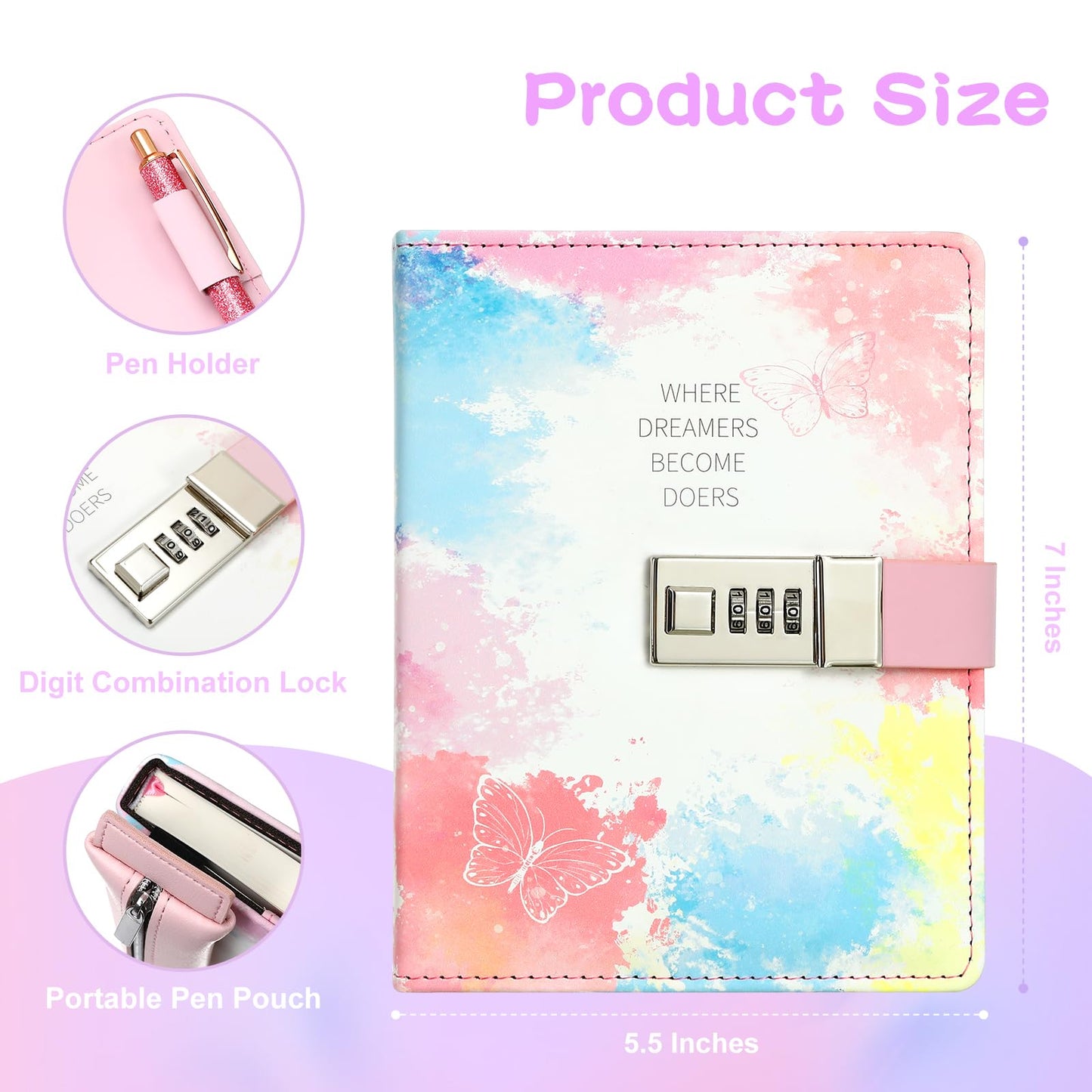 Jialili Diary With Lock For Girls, Birthday Gift Ideas For 8, 9, 10, 11, 12 Year Old, Kids Journals Set For Girls Ages 8-12 Teen