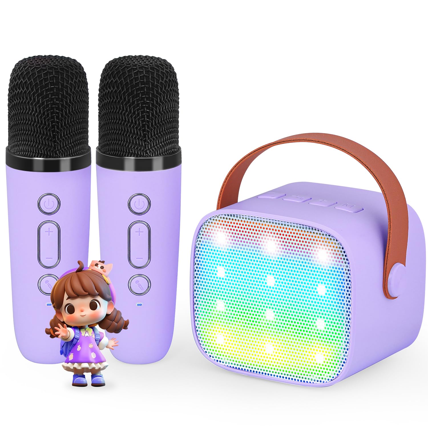 Verkb Mini Karaoke Machine With 2 Wireless Microphones For Kids, Kids Toys For Girls And Boys, Portable Bluetooth Speaker Gift F