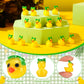Weysat 60 Pcs Mini Green Cheer Resin Ducks Cheer Team Gifts Bulk Tiny Blue Bow Ducks Miniature Figurine Decoration Tabletop Shel