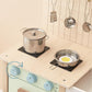 Pillowhale 2-in-1 Wooden Play Kitchen with Storage Rack, Kids Pretend Cooking Set w/Sink, Stove, Microwave & 8 Accessories, Mont