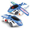Kidology 2 In 1 Transforming Car To Airplane Toy | Automatic Deformation Car With Lights & Music | 360 Rotating Bump & Go Action