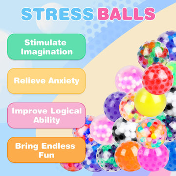 54Pack Stress Balls, Squishy Toys, Squishy Squeeze Balls Bulk Fidget Toys For Adults Squishy Balls Stress Relief Toys, Party Fav