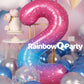 Rainbowq 2 Balloon Number 40 Inch For Boy Or Girl Big Starry 0-9 Foil Mylar Large 2 Number Balloon Happy 2Nd Birthday Party Anni