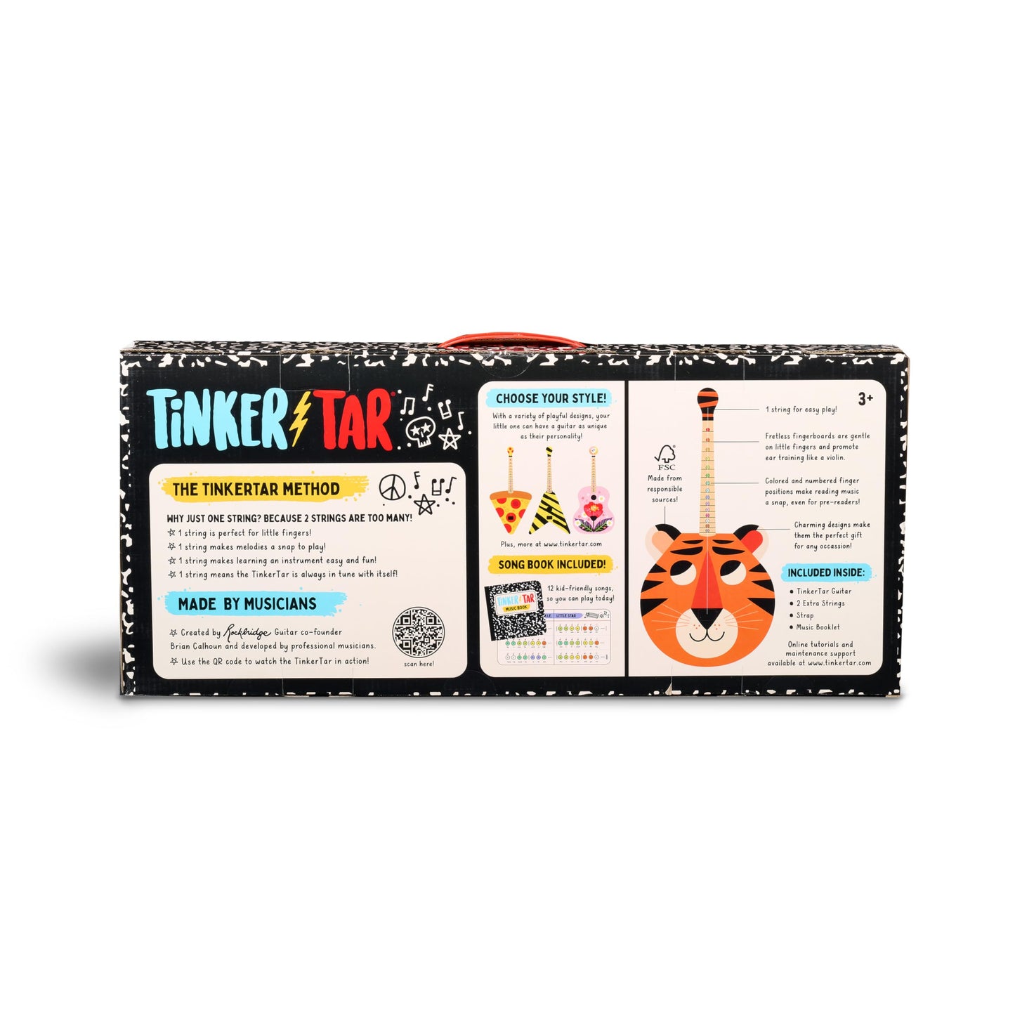 Tinkertar - Tiger Guitar - The Easiest Way To Start And Learn Guitar - 1 Stringed Toy Instrument For Kids Perfect Intro To Music