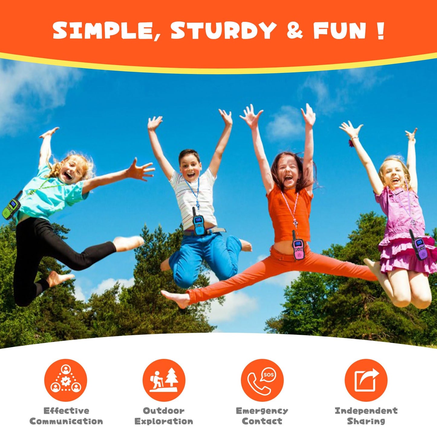 Wishouse Walkie Talkies for Kids mature-themed Long Range Rechargeable 3 Pack Boy Wearable Walky Talky Set 2 Way Radio with USB Charger Battery Camping Games Toy Birthday Xmas Gift for Girl Children Family