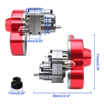 Rchobbytop RC Transmission Case Full Metal Assembled Center Gearbox with Steel Gear for Axial SCX10 / SCX10 II 90047 1/10 RC Roc