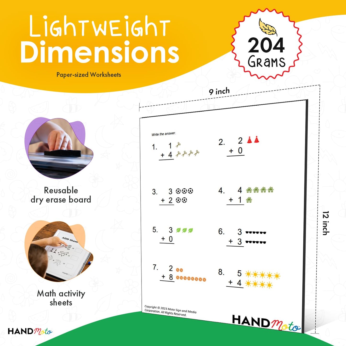 Fun Math Learning Activities For Toddlers - 10 Reusable Sheets With Dry Board, 4 Markers & 1Eraser - Perfect For Tracing, Counti