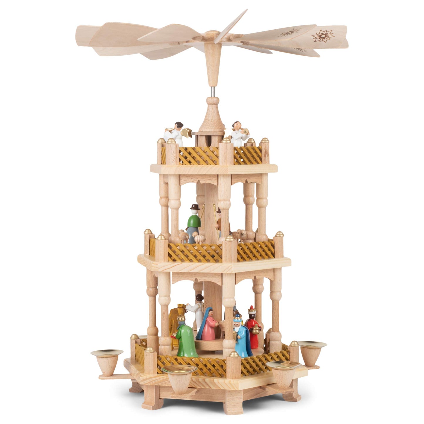 Alexander Taron 16720 Richard Glaesser Pyramid-3 tiers-Nativity-17.25 H W x 12.5, Brown