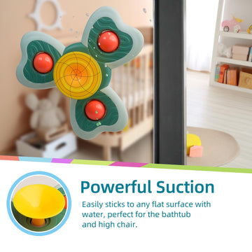 Likee Strong Suction Cup Fidget Spinnerz Sensory Bath Toys For Baby 12 18 Months Airplane Car Travel Table & Window Toys For 1 2 Years Old Toddler Boys And Girls (Snail)