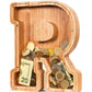 Summidate Wooden Letter Piggy Bank| Piggy Bank For Boys Girls Toddler| Alphabet R Money Bank| Coin Bank Birthday Gift For Kids|2024 Graduation Money Box (R)