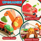 Lehoo Castle Wooden Train Set, Dinosaur Wooden Train Track Set, Wood Toy Train Set For Toddlers 2-4, Train Toys For Toddlers 3-5, Fits Thomas, Fits Brio, Fits Melissa And Doug